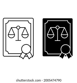 Vektorset des Hofes Illustrationssammlung von Justizzeichen. gesetzliches Symbol oder Logo.