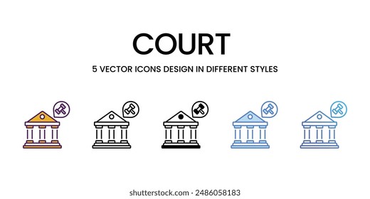 Court Icons different style vector stock illustration