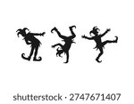 court jester silhouette pose set