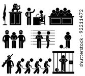 Court Judge Law Jail Prison Lawyer Jury Criminal Icon Symbol Sign Pictogram
