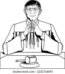 Court Judge Listening Vector Illustration