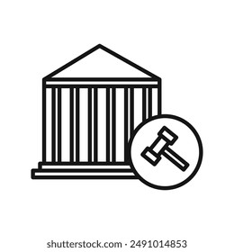 Court judgement icon Black line art vector logo