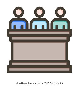 Court Jury Thick Line Filled Colors For Personal And Commercial Use.
