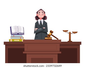 Court law lawyer judge courtroom justice concept. Vector graphic design illustration