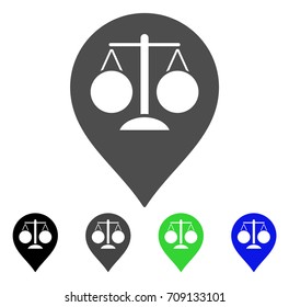 Court Map Marker vector pictogram. Style is a flat graphic symbol in black, gray, blue, green color variants. Designed for web and mobile apps.