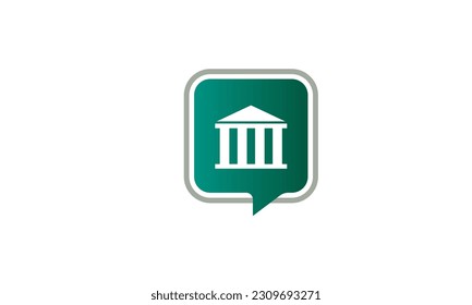 Court, Museum, Bank, University house building icon, logo. classic Greek columns, vector illustration