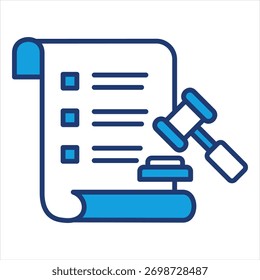 Ilustração de vetor de ícone azul de ordem judicial