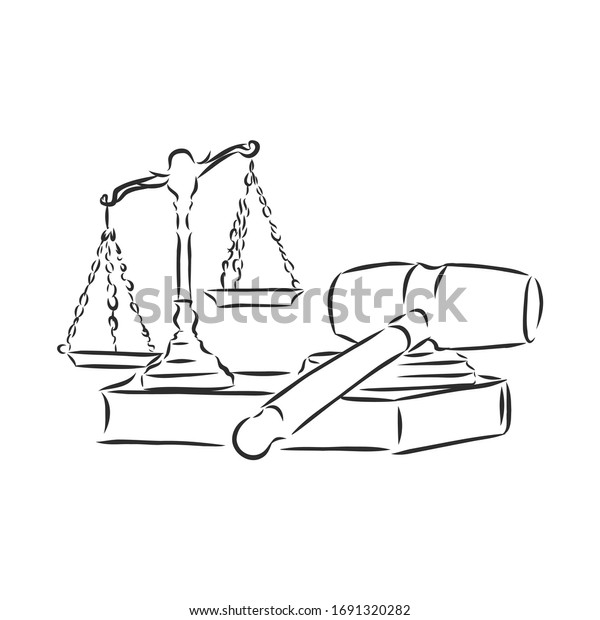 裁判所の道具 裁判官のハンマー 主題 ベクタースケッチイラスト のベクター画像素材 ロイヤリティフリー