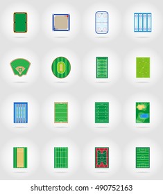 court playground stadium and field for sports games flat icons vector illustration isolated on background