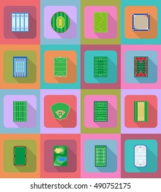 court playground stadium and field for sports games flat icons vector illustration isolated on background