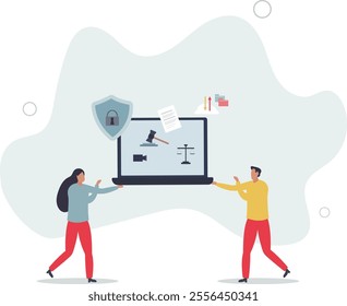 Court services online and tech usage for legally purposes .flat characters.