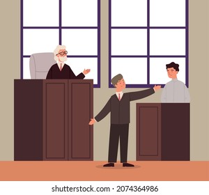 court session lawyer and his client man