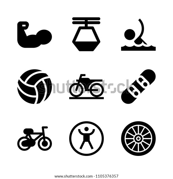 court, speed, round and city icons in Sport
vector set. Graphics for web and
design