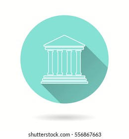 Court vector icon with long shadow. Illustration isolated for graphic and web design.