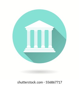 Court vector icon with long shadow. Illustration isolated for graphic and web design.