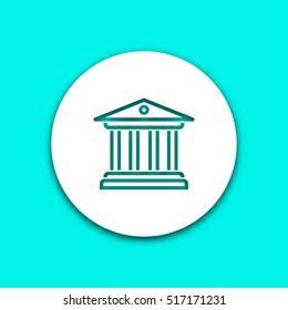 Court vector icon with shadow. Round button for website and mobile app illustration. Background easily be changed to any color.