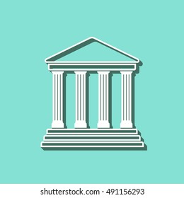 Court vector icon with shadow. White illustration isolated on green background for graphic and web design.