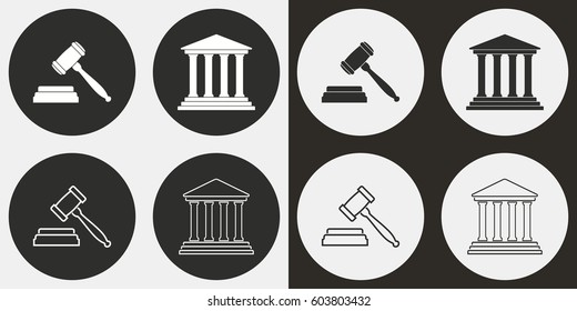 Court vector icons set. Illustration isolated for graphic and web design.