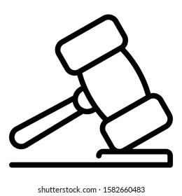 Court wood gavel icon. Outline court wood gavel vector icon for web design isolated on white background