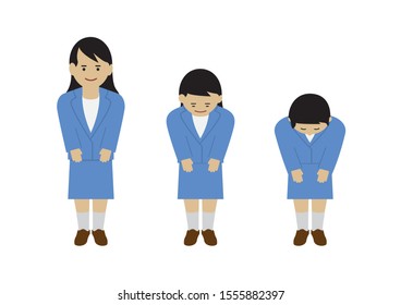 Courteous Japanese business woman (Created with vector data)