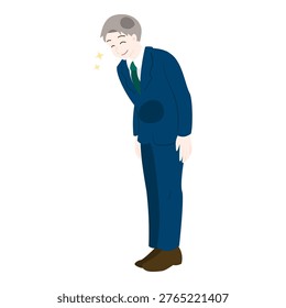 Courteous male office worker making a welcoming bow