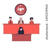 Courthouse in Australia. Inside the interior with people court justice concept element flat design style. Vector illustration