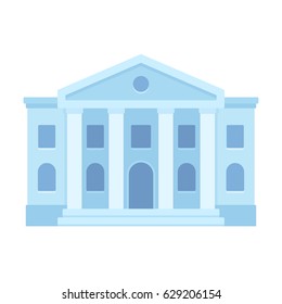 Courthouse or bank building flat icon. Classical style architecture. Simple and modern vector illustration.