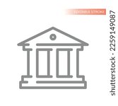 Courthouse or bank building line icon. Financial administration or court outline vector symbol.