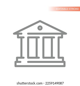 Courthouse or bank building line icon. Financial administration or court outline vector symbol.