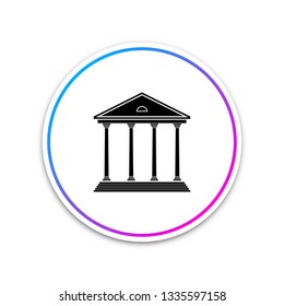 Courthouse building icon isolated on white background. Building bank or museum. Circle white button. Vector Illustration