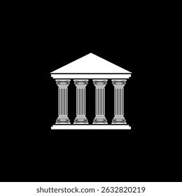 Courthouse building icon isolated on black background