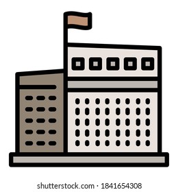 Courthouse building icon. Outline courthouse building vector icon for web design isolated on white background