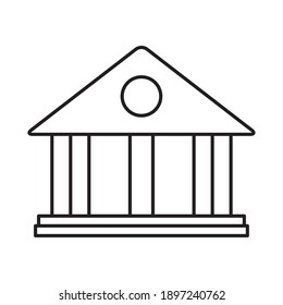 courthouse building icon over white background, line style, vector illustration