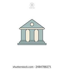 Courthouse Gebäude Icon Symbol Vektorillustration isoliert auf weißem Hintergrund