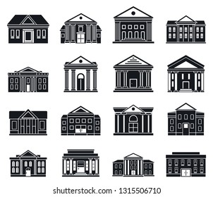 Courthouse building icons set. Simple set of courthouse building vector icons for web design on white background