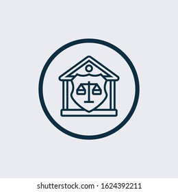 Courthouse building line icon. linear style sign for mobile concept and web design. Courthouse entrance door outline vector icon. Symbol, logo illustration.