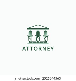 Courthouse with corn cobs, agriculture lawyer attorney logo design concept