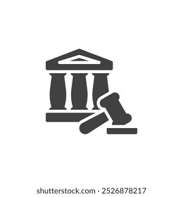 Gerichtsgebäude und Vektor-Symbol. gefülltes Flachschild für mobiles Konzept und Webdesign. Symbol für Court Appeal. Symbol, Logo-Abbildung. Vektorgrafiken