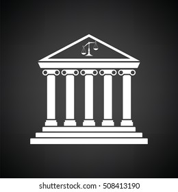 Courthouse icon. Black background with white. Vector illustration.