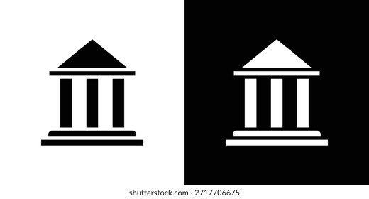 Pictograma plano negro del icono del palacio de justicia. Para gráficos y Diseño web.