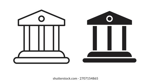 Courthouse icon in a black stroke vector design and flat solid version on white background