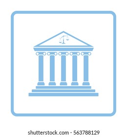 Courthouse Icon. Blue Frame Design. Vector Illustration.