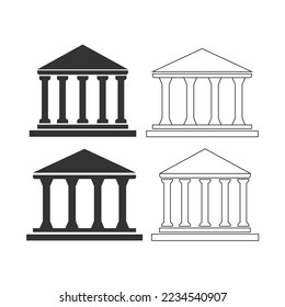 Courthouse icon. Column bulding set line and background classic concept vector ilustration.