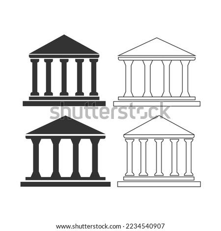 Courthouse icon. Column bulding set line and background classic concept vector ilustration.