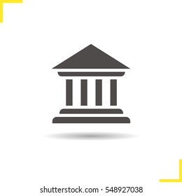 Courthouse icon. Drop shadow silhouette symbol. Bank building. Negative space. Vector isolated illustration