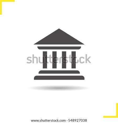 Courthouse icon. Drop shadow silhouette symbol. Bank building. Negative space. Vector isolated illustration