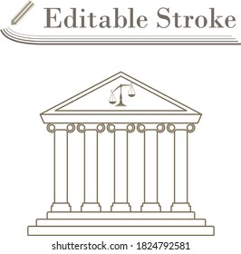 Courthouse Icon. Editable Stroke Simple Design. Vector Illustration.