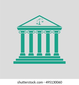 Courthouse icon. Gray background with green. Vector illustration.