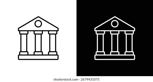 Linha de ícones do tribunal para web, celular e infográficos.