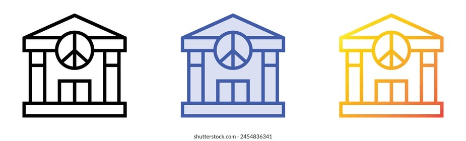 courthouse icon. Linear, Blue Fill and Gradient Style Design Isolated On White Background